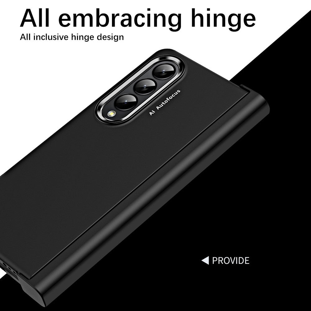 Til Samsung Galaxy Z Fold4 5G Anti-fald Sammenklappelig Telefonetui Fuld Beskyttelse Hængsel Hårdt PC Telefoncover med To Forgyldte Linsecirkler