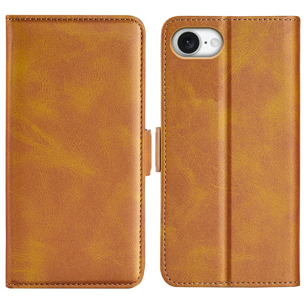 Til iPhone 17e / 16e Stand Cover i Læder med Kalvetekstur og Kortholder