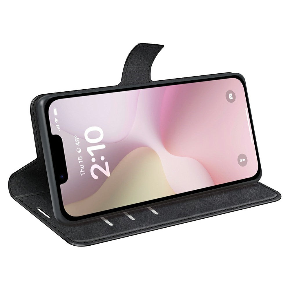 Til iPhone 17e / 16e Stand Cover Ridsefast Kalveskindsstruktur Læder Telefoncover