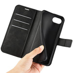 Til iPhone 17e / 16e Stand Cover Ridsefast Kalveskindsstruktur Læder Telefoncover