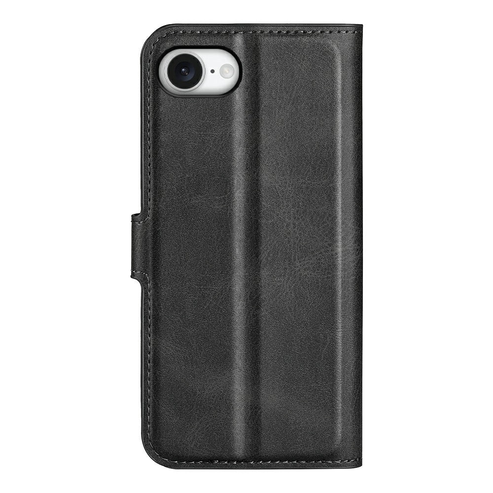 Til iPhone 17e / 16e Stand Cover Ridsefast Kalveskindsstruktur Læder Telefoncover