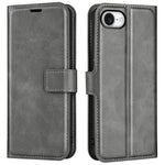 Til iPhone 17e / 16e Stand Cover Ridsefast Kalveskindsstruktur Læder Telefoncover