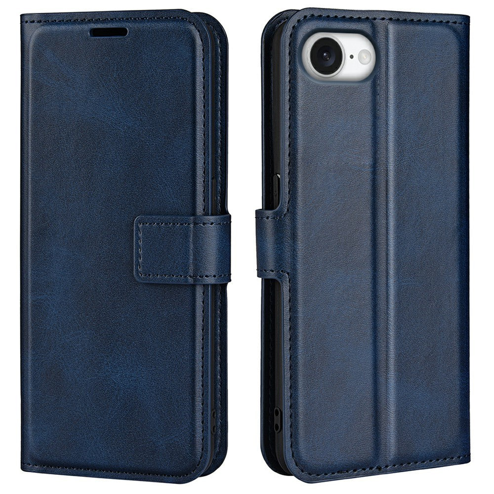 Til iPhone 17e / 16e Stand Cover Ridsefast Kalveskindsstruktur Læder Telefoncover