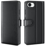 For iPhone 17e / 16e Case Genuine Split Leather Phone Cover with Wallet Stand