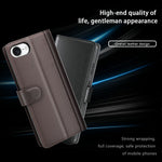 For iPhone 17e / 16e Case Genuine Split Leather Phone Cover with Wallet Stand