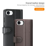 For iPhone 17e / 16e Case Genuine Split Leather Phone Cover with Wallet Stand