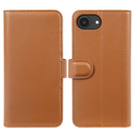 For iPhone 17e / 16e Case Genuine Split Leather Phone Cover with Wallet Stand