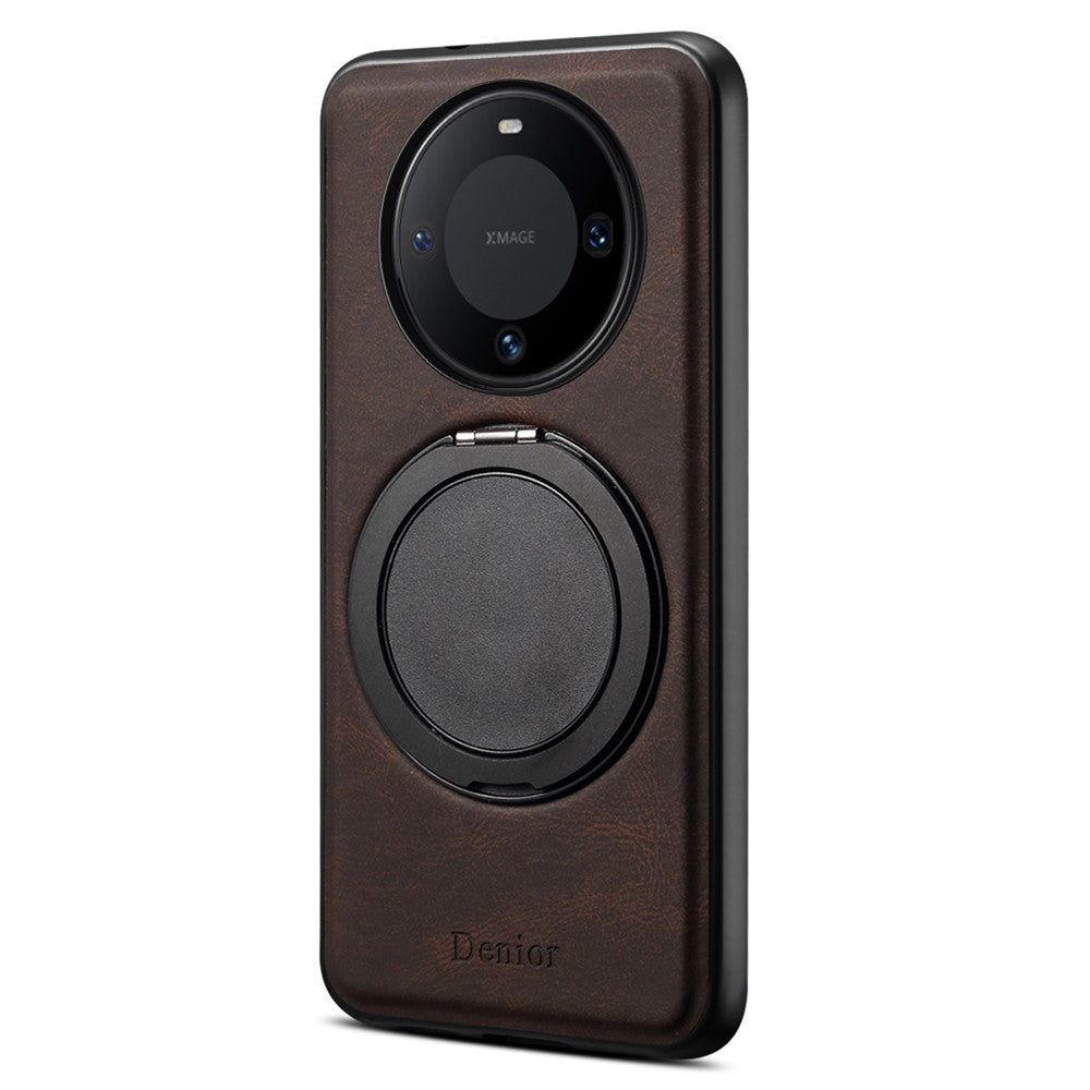 DENIOR A14 För Huawei Mate 60 Magnetiskt Skal Roterande Stativ Läder PC TPU mobilskal