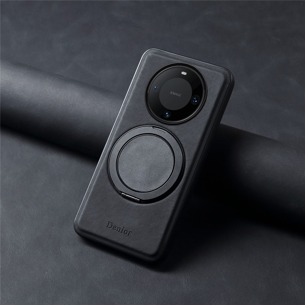 DENIOR A14 For Huawei Mate 60 Pro / Mate 60 Pro+ Magnetic Case Rotary Kickstand Leather PC TPU Phone Cover
