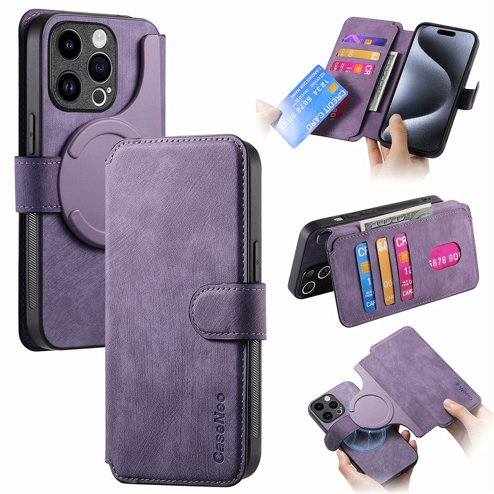 CASENEO For iPhone 15 Pro Max Magnetic Case  Detachable Leather Phone Wallet Cover
