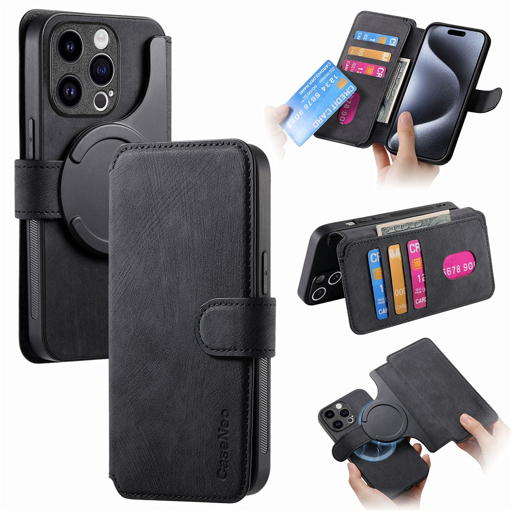 CASENEO For iPhone 15 Pro Max Magnetic Case  Detachable Leather Phone Wallet Cover
