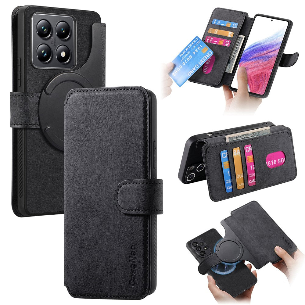 CASENEO For Xiaomi 14T Pro Magnetic Case  Detachable Leather Phone Wallet Cover