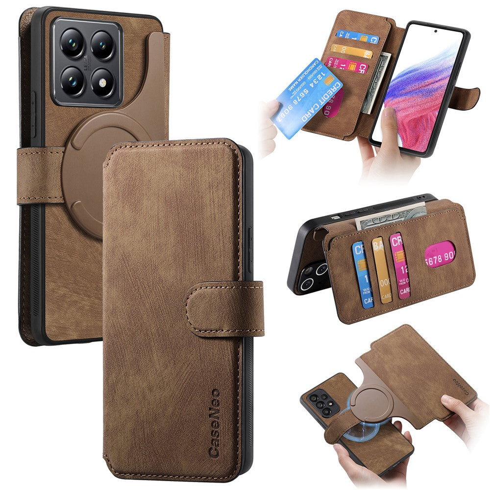 CASENEO For Xiaomi 14T Pro Magnetic Case  Detachable Leather Phone Wallet Cover