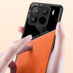 For Xiaomi 15 Pro Case Leather Coated PC+TPU Phone Back Cover
