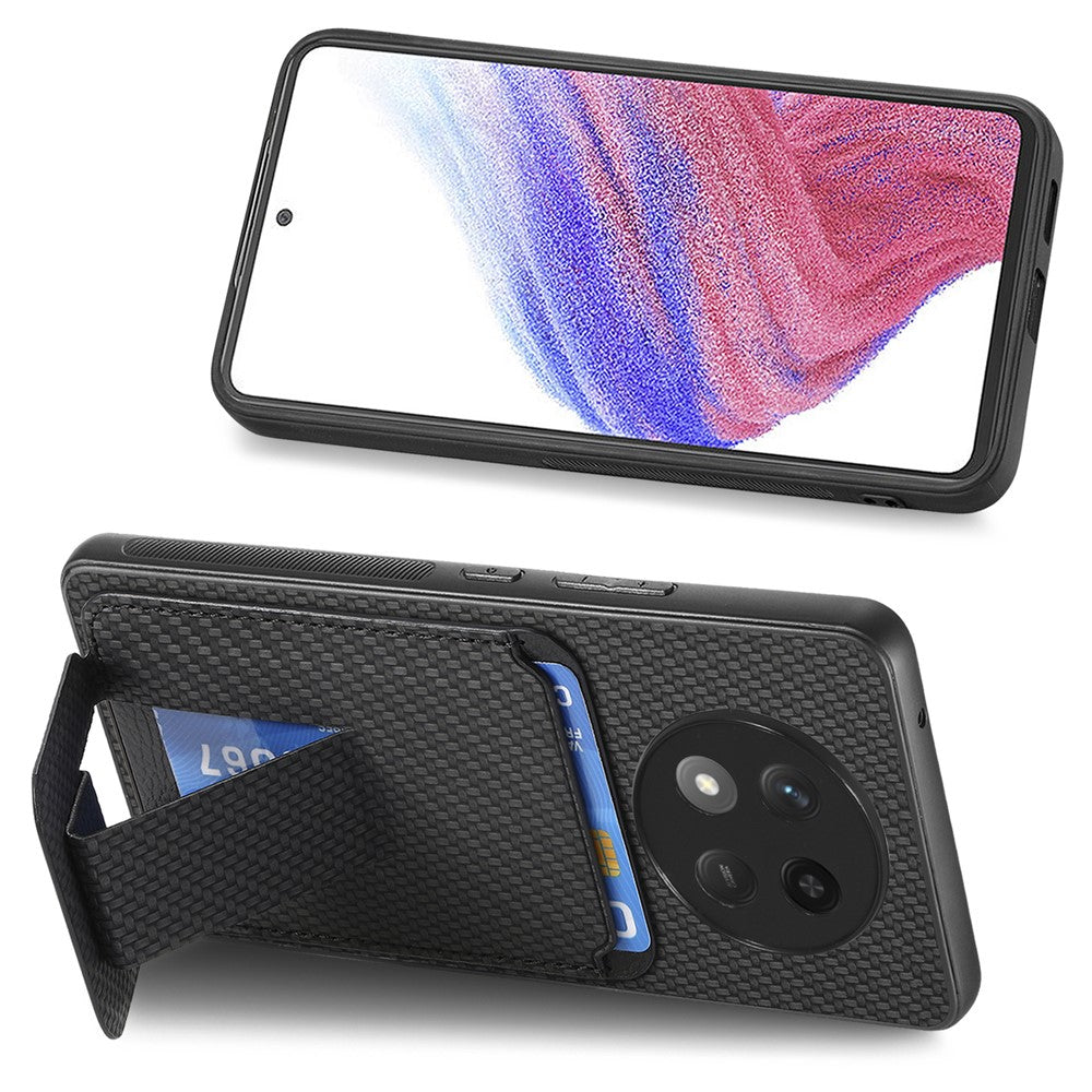 For Honor Magic7 Lite 5G / X9c 5G / X60 Pro 5G Case Card Holder Carbon Fiber Texture Leather Coated TPU Phone Cover