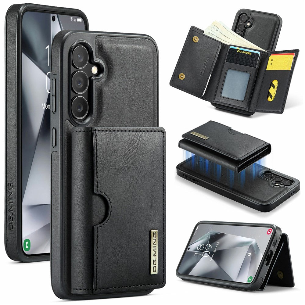 DG.MING M6 Series For Samsung Galaxy S24 FE Case Magnetic Wallet PU + PC + TPU Phone Cover