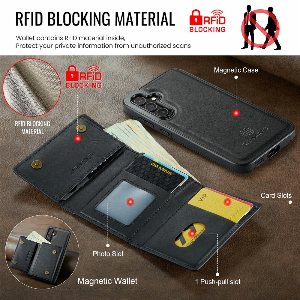 DG.MING M6-serien til Samsung Galaxy S24 FE Etui Magnetisk pung PU + PC + TPU telefoncover