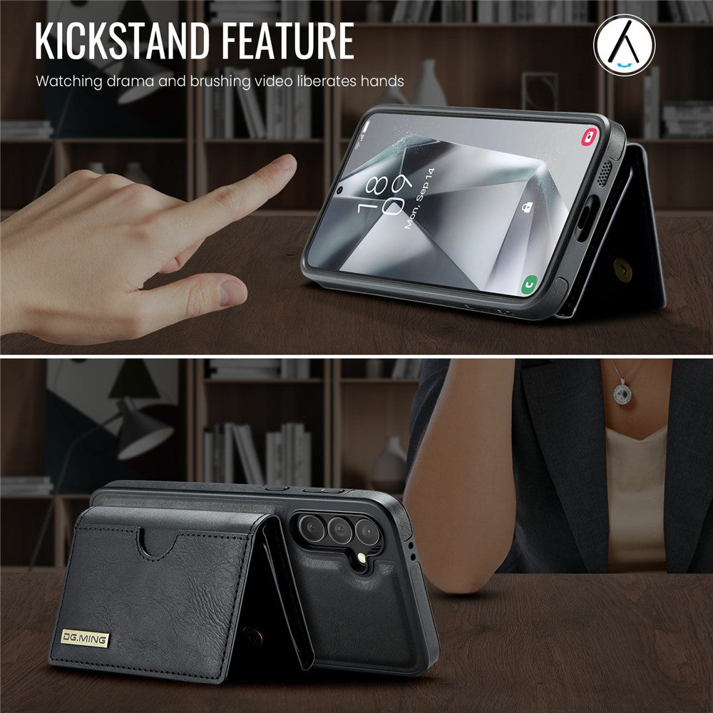 DG.MING M6 Series For Samsung Galaxy S24 FE Case Magnetic Wallet PU + PC + TPU Phone Cover