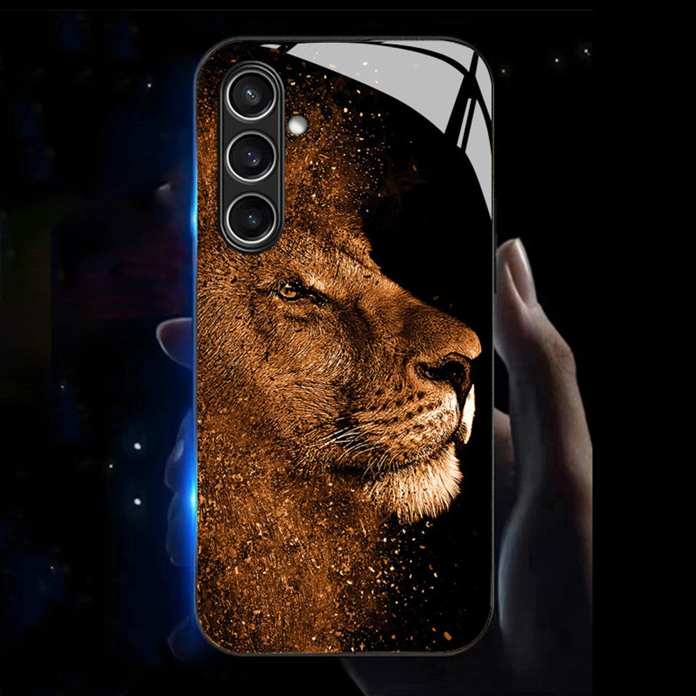 For Samsung Galaxy A56 5G Case Call Flash Series Pattern Printing Tempered Glass + TPU Combo Phone Case