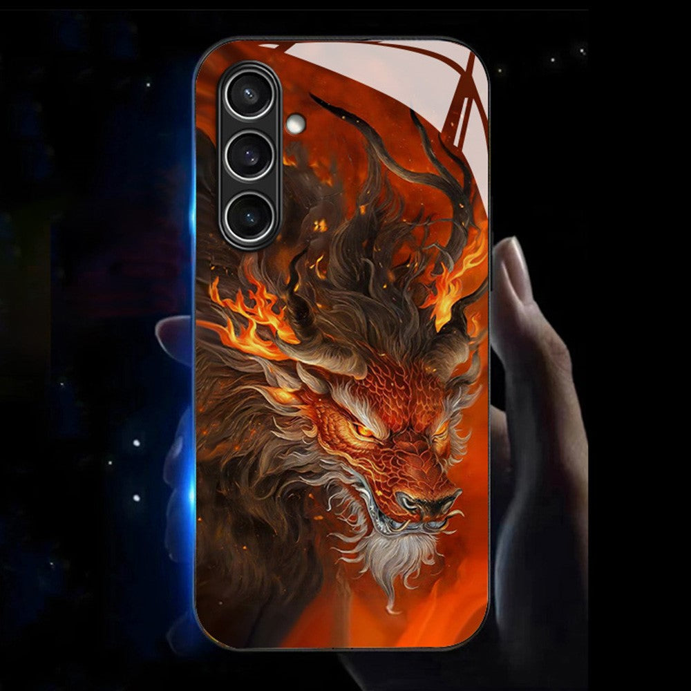 For Samsung Galaxy A56 5G Case Call Flash Series Pattern Printing Tempered Glass + TPU Combo Phone Case