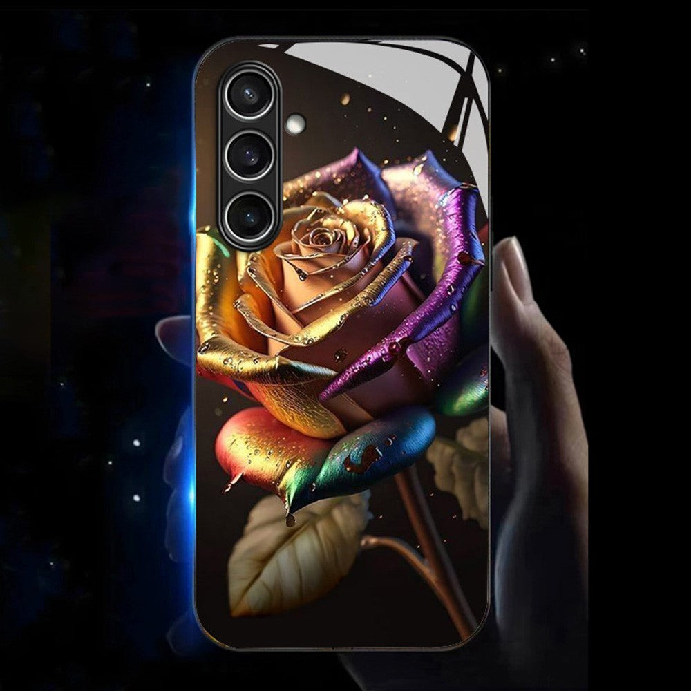 For Samsung Galaxy A56 5G Case Call Flash Series Pattern Printing Tempered Glass + TPU Combo Phone Case