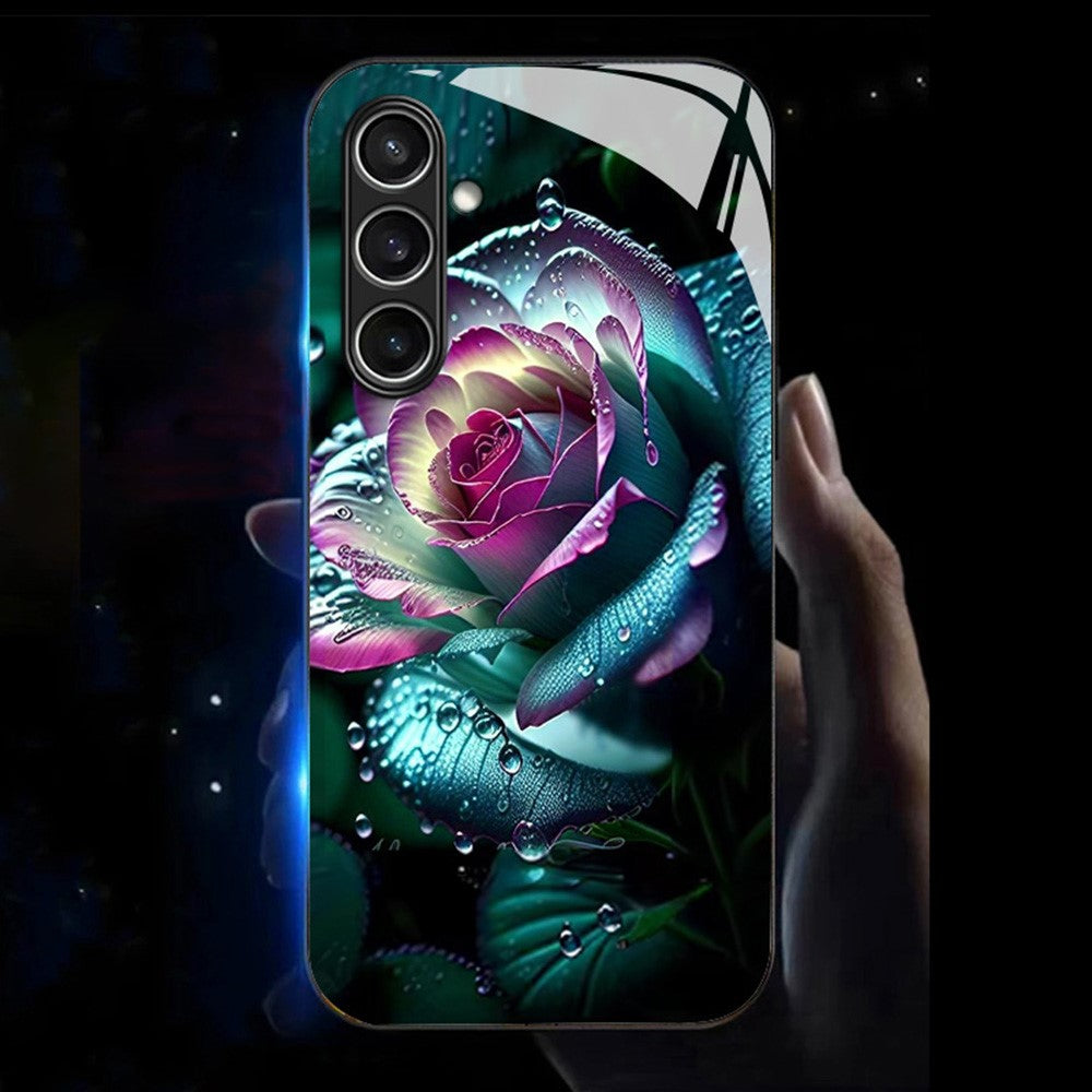 For Samsung Galaxy A56 5G Case Call Flash Series Pattern Printing Tempered Glass + TPU Combo Phone Case