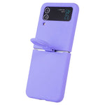 For Samsung Galaxy Z Flip4 5G Liquid Silicone Folding Phone Case Finger Ring Holder Anti-scratch Protective Cover