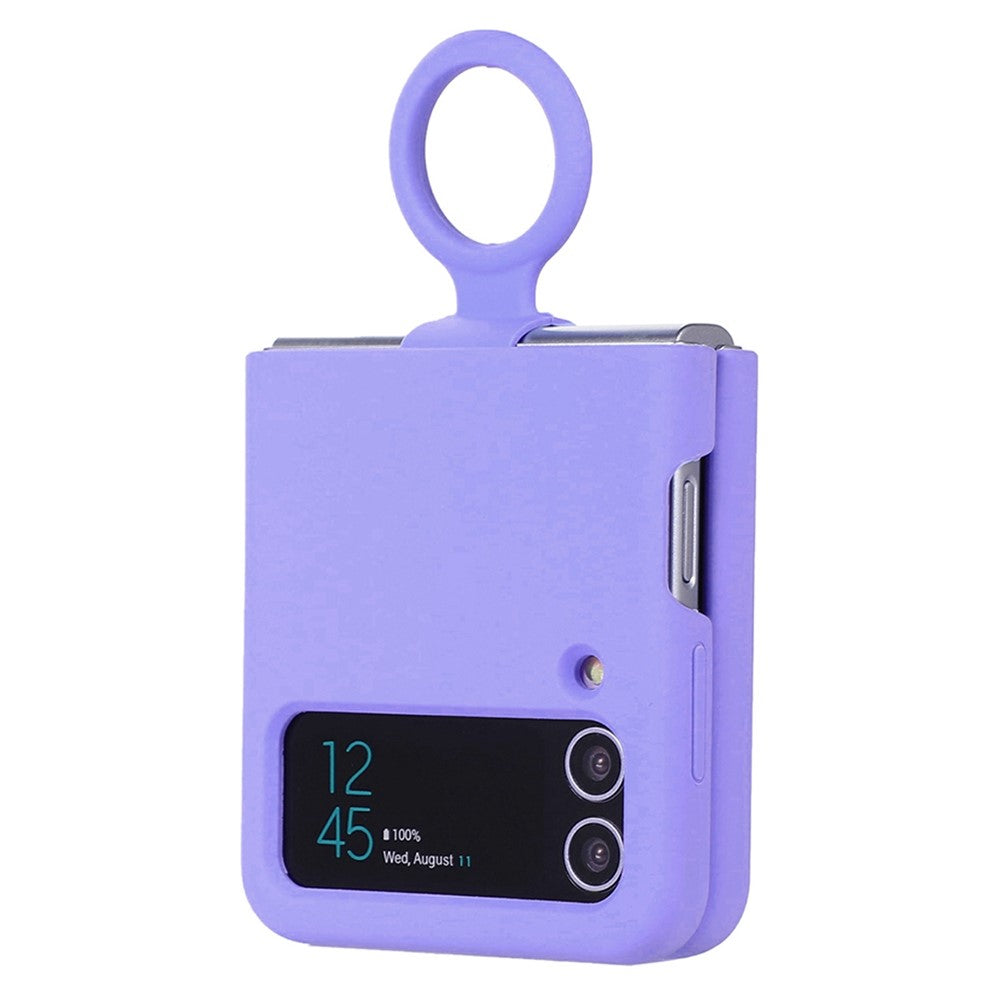 For Samsung Galaxy Z Flip3 5G Liquid Silicone Phone Case Drop-proof Folding Protective Cover with Finger Ring Holder