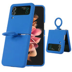 For Samsung Galaxy Z Flip3 5G Liquid Silicone Phone Case Drop-proof Folding Protective Cover with Finger Ring Holder
