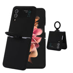 For Samsung Galaxy Z Flip3 5G Liquid Silicone Phone Case Drop-proof Folding Protective Cover with Finger Ring Holder