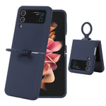 For Samsung Galaxy Z Flip3 5G Liquid Silicone Phone Case Drop-proof Folding Protective Cover with Finger Ring Holder