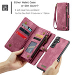 CASEME For Samsung Galaxy S25+ Phone Cases 008 Leather Cover with Detachable Wallet and Strap
