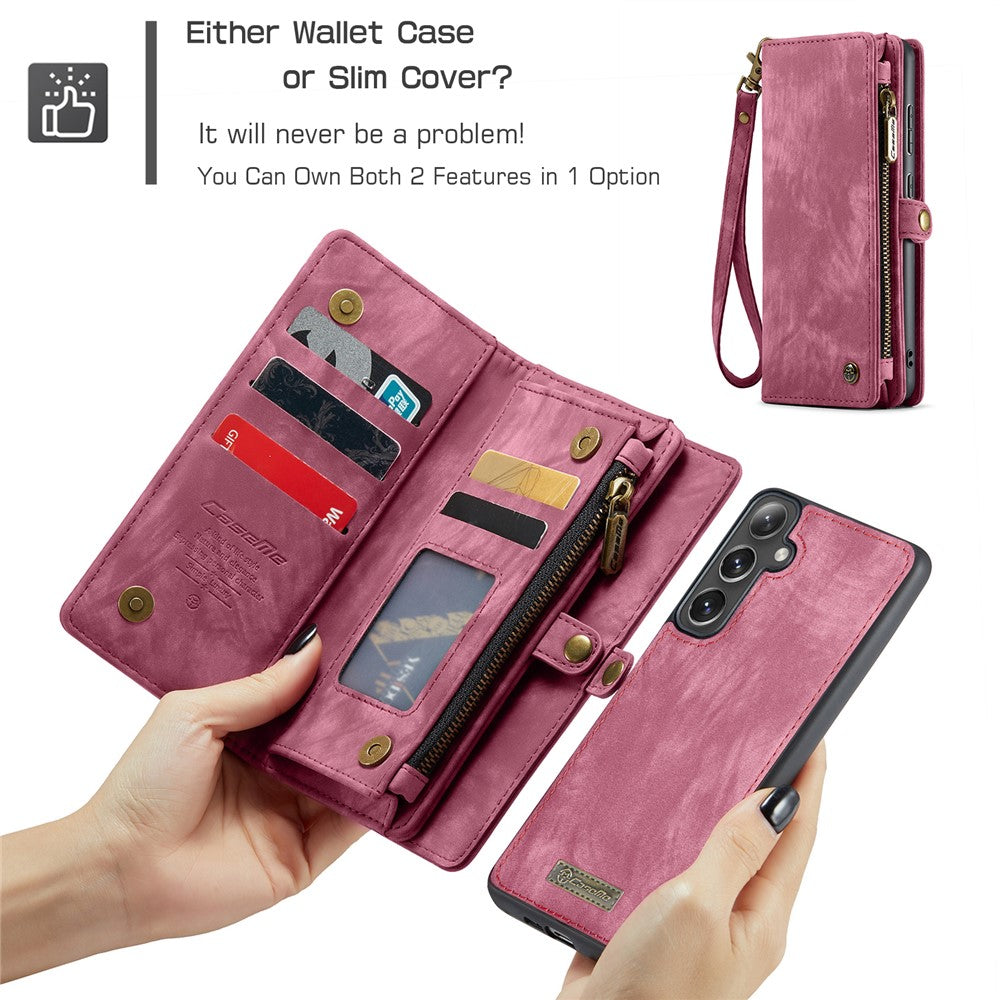 CASEME For Samsung Galaxy S25+ Phone Cases 008 Leather Cover with Detachable Wallet and Strap