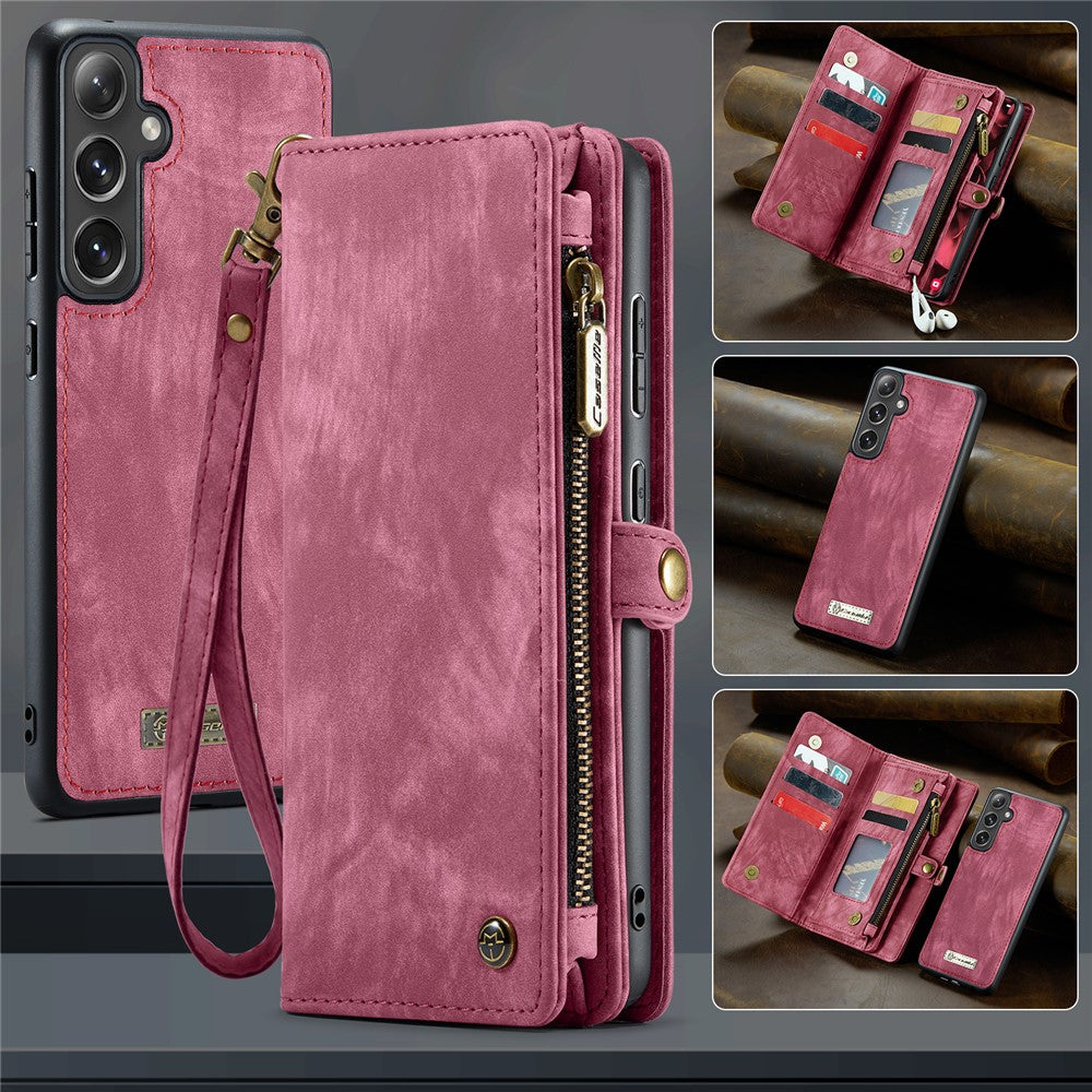 CASEME For Samsung Galaxy S25+ Phone Cases 008 Leather Cover with Detachable Wallet and Strap
