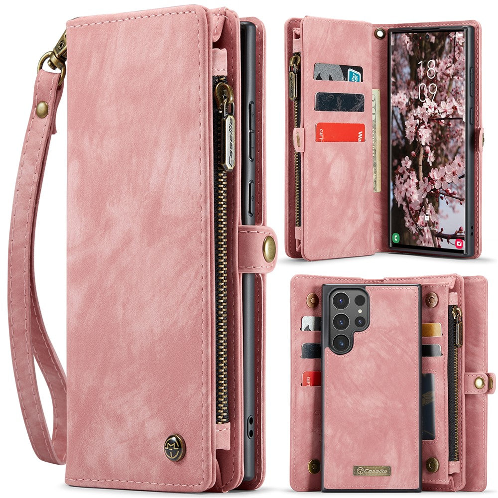 CASEME For Samsung Galaxy S25 Ultra Phone Cases  008 Leather Cover with Detachable Wallet and Strap