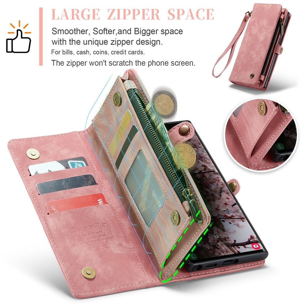 CASEME For Samsung Galaxy S25 Ultra Phone Cases  008 Leather Cover with Detachable Wallet and Strap