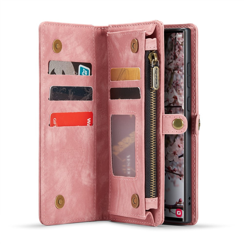 CASEME For Samsung Galaxy S25 Ultra Phone Cases  008 Leather Cover with Detachable Wallet and Strap