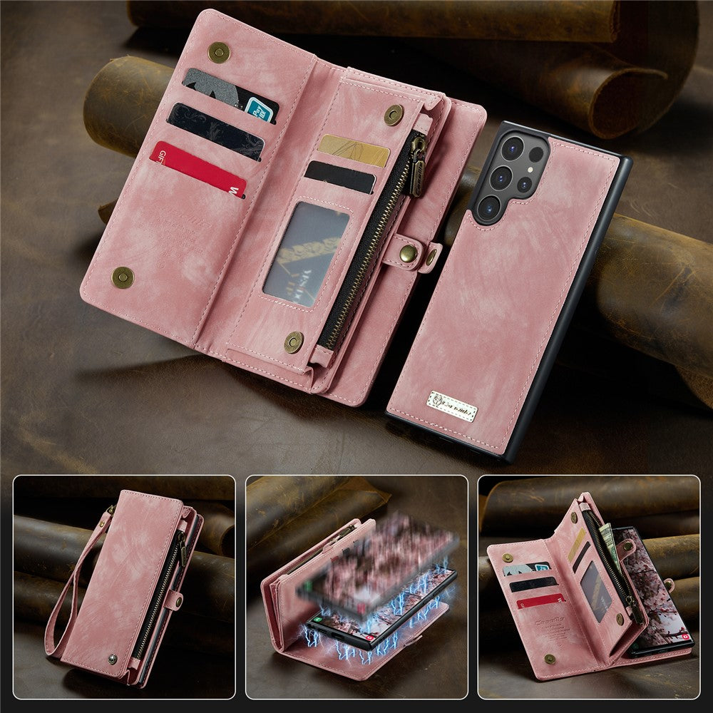 CASEME For Samsung Galaxy S25 Ultra Phone Cases  008 Leather Cover with Detachable Wallet and Strap
