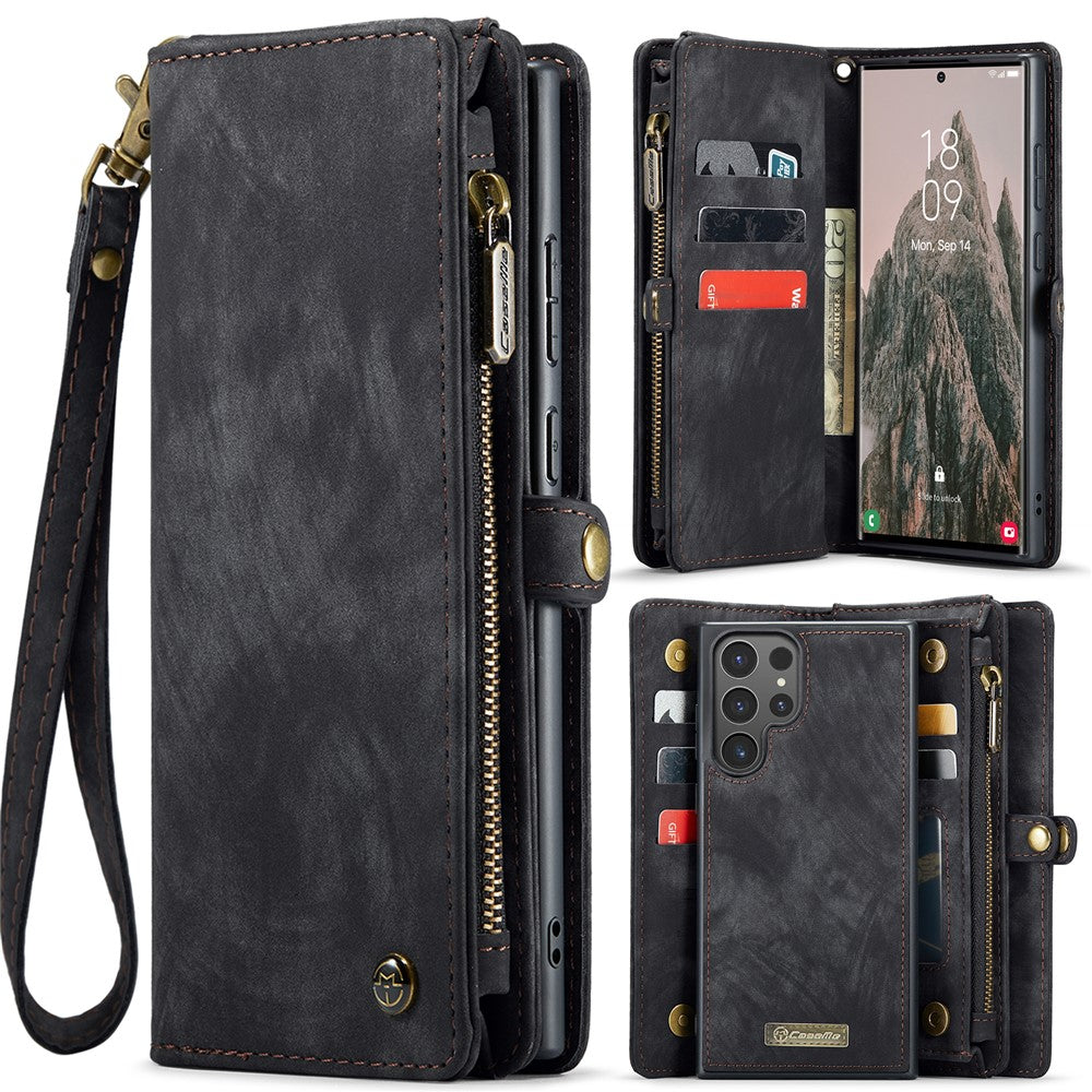 CASEME For Samsung Galaxy S25 Ultra Phone Cases  008 Leather Cover with Detachable Wallet and Strap