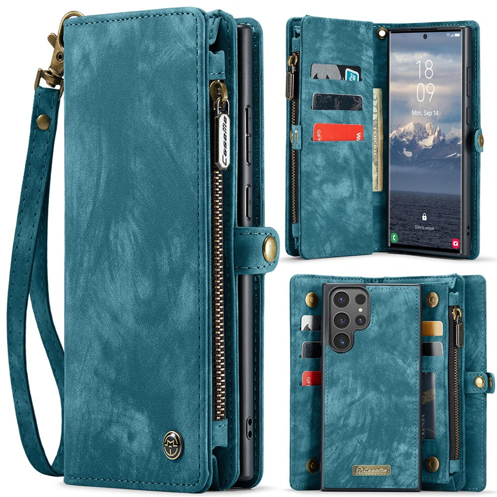 CASEME For Samsung Galaxy S25 Ultra Phone Cases  008 Leather Cover with Detachable Wallet and Strap