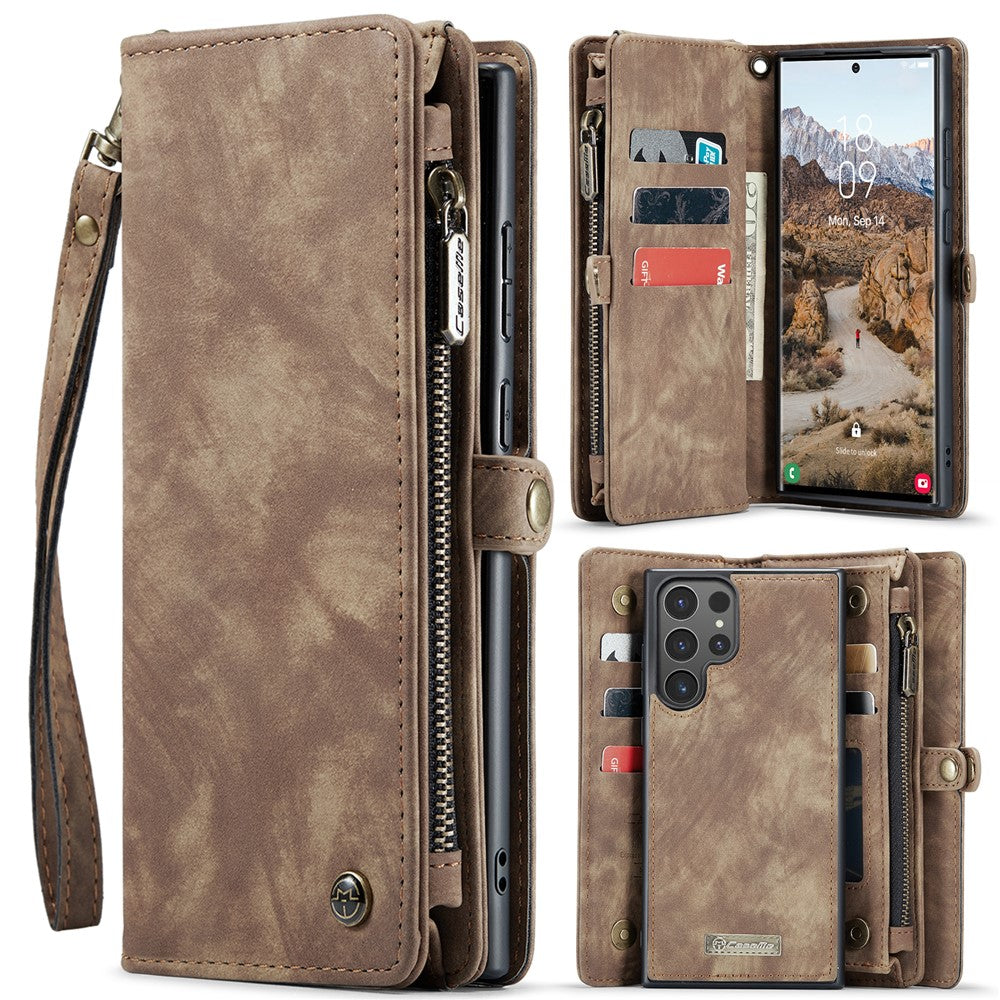 CASEME For Samsung Galaxy S25 Ultra Phone Cases  008 Leather Cover with Detachable Wallet and Strap