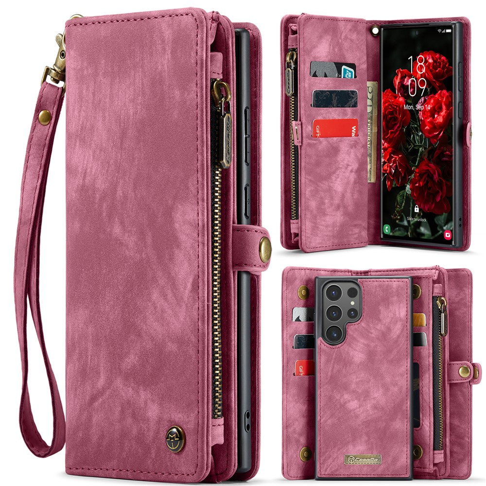 CASEME For Samsung Galaxy S25 Ultra Phone Cases  008 Leather Cover with Detachable Wallet and Strap