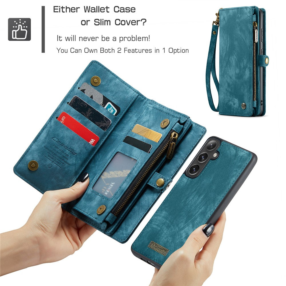 CASEME For Samsung Galaxy S25 Phone Cases  008 Leather Cover with Detachable Wallet and Strap
