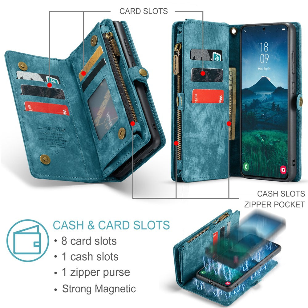 CASEME For Samsung Galaxy S25 Phone Cases  008 Leather Cover with Detachable Wallet and Strap