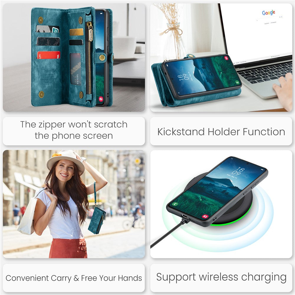 CASEME For Samsung Galaxy S25 Phone Cases  008 Leather Cover with Detachable Wallet and Strap