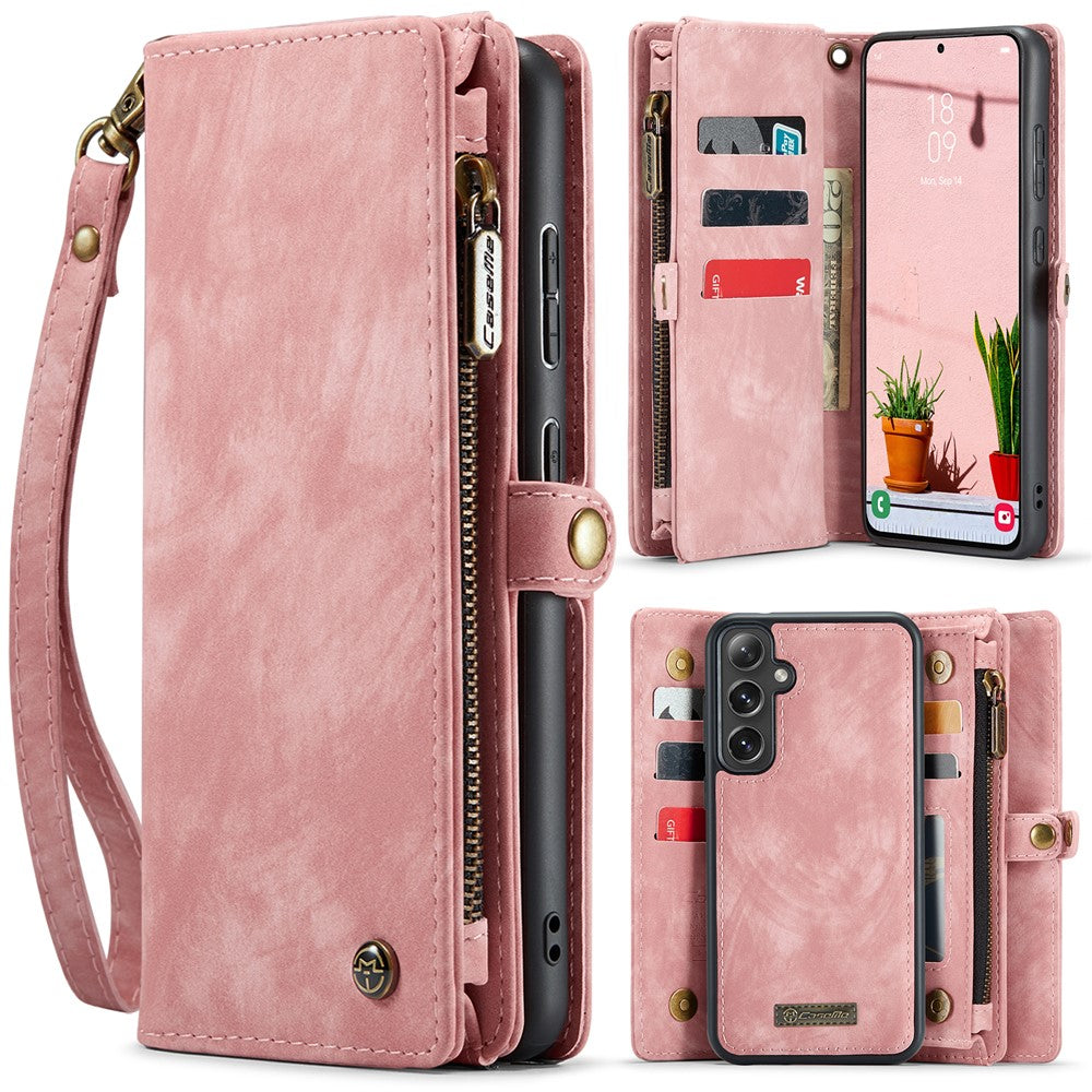 CASEME For Samsung Galaxy S25 Phone Cases  008 Leather Cover with Detachable Wallet and Strap