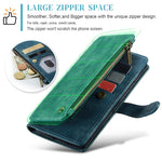 CASEME For Samsung Galaxy S25 Phone Cases with Strap  C30 Zipper Multiple Card Holder PU Leather Cover