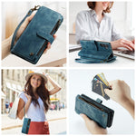 CASEME For Samsung Galaxy S25 Phone Cases with Strap  C30 Zipper Multiple Card Holder PU Leather Cover