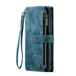 CASEME For Samsung Galaxy S25 Phone Cases with Strap  C30 Zipper Multiple Card Holder PU Leather Cover
