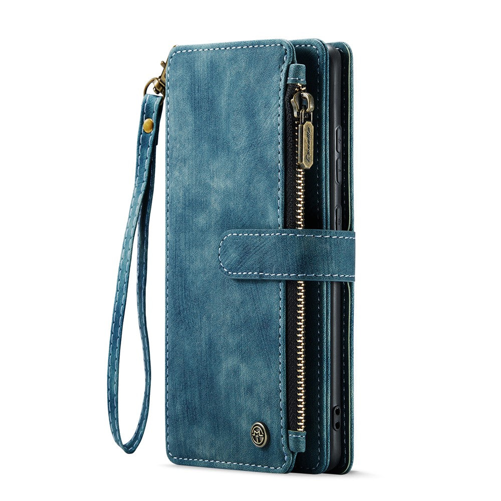CASEME For Samsung Galaxy S25 Phone Cases with Strap  C30 Zipper Multiple Card Holder PU Leather Cover